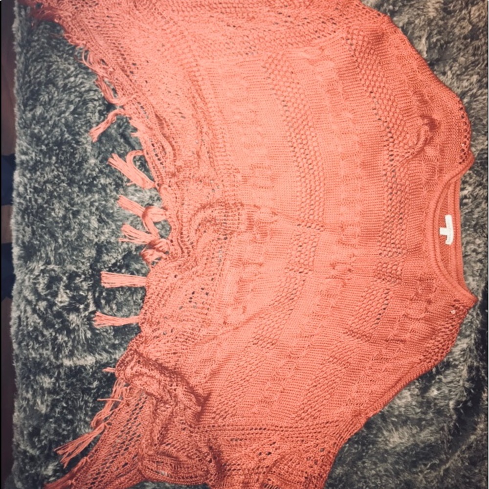 Dark orange see through pancho/shirt